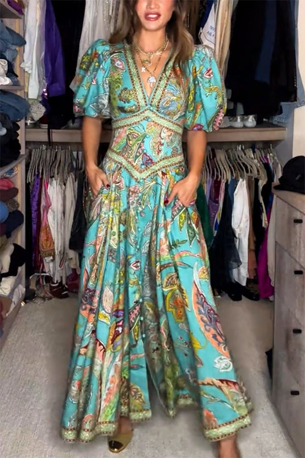 Aleen | Tropisches Vintage-Maxikleid