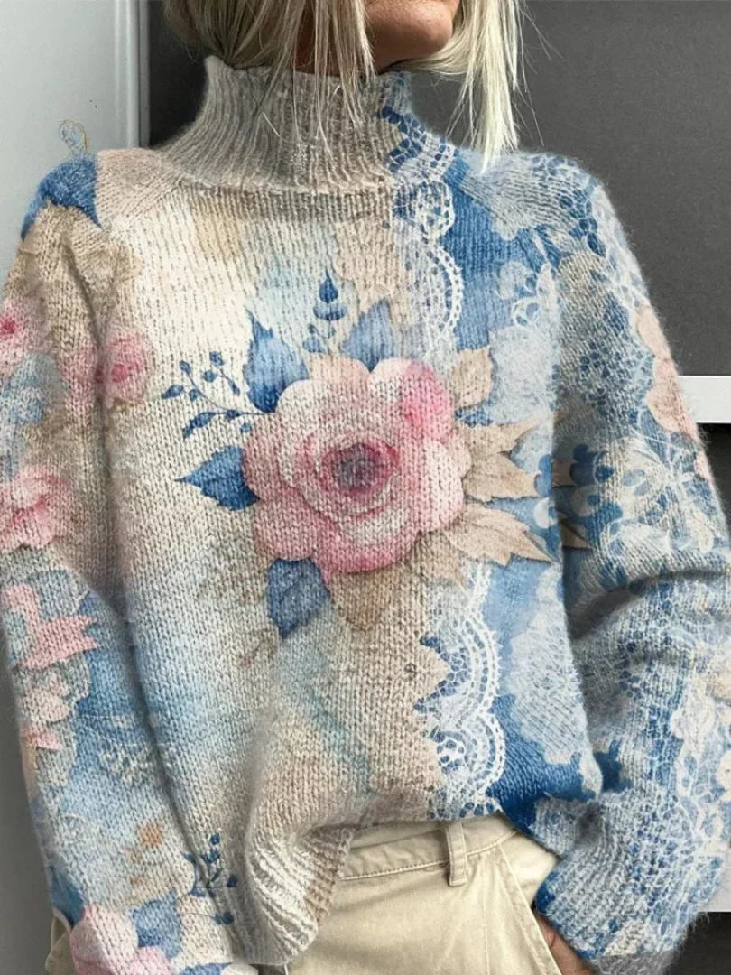 Jolanda | Spitzen gestrickter Rollkragenpullover