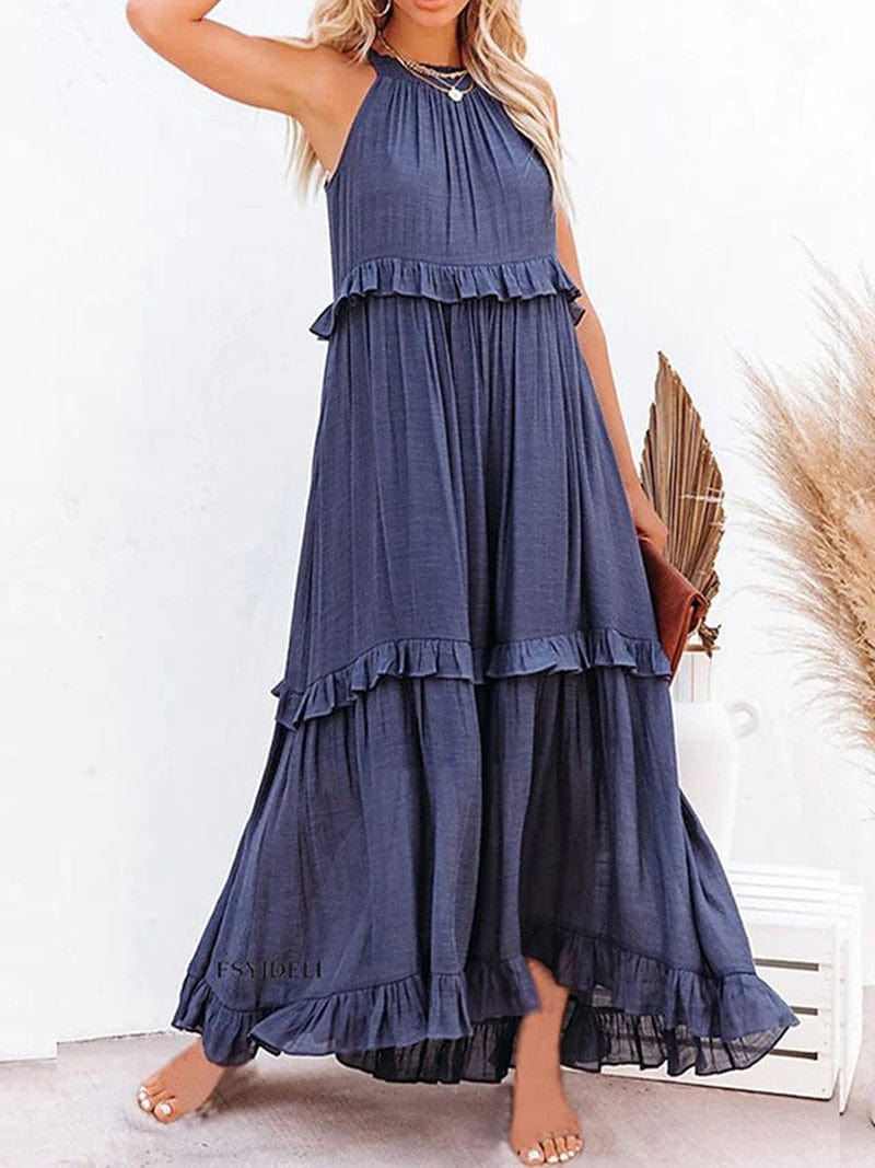 Kenzie | Marineblaues Lockere Sommerliches Festliches Maxi-Kleid