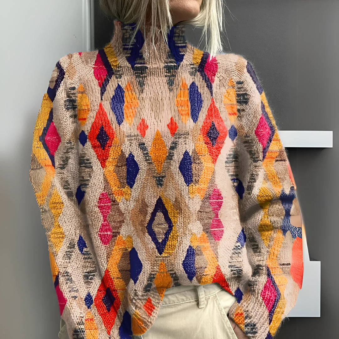 Netty | Strickpullover mit geometrischem Rautenmuster
