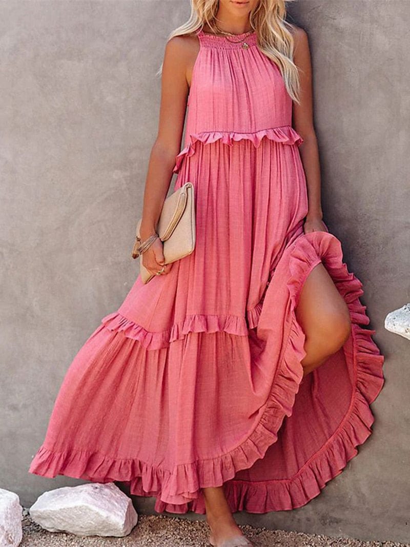 Adalynn | Rosa Lockere Maxi Kleid