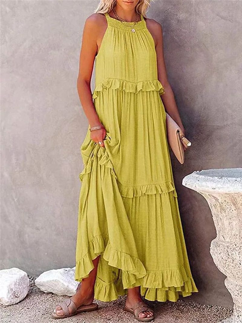 Mavee | Gelbe Lockere Sommerliche Festliche Maxi Kleid