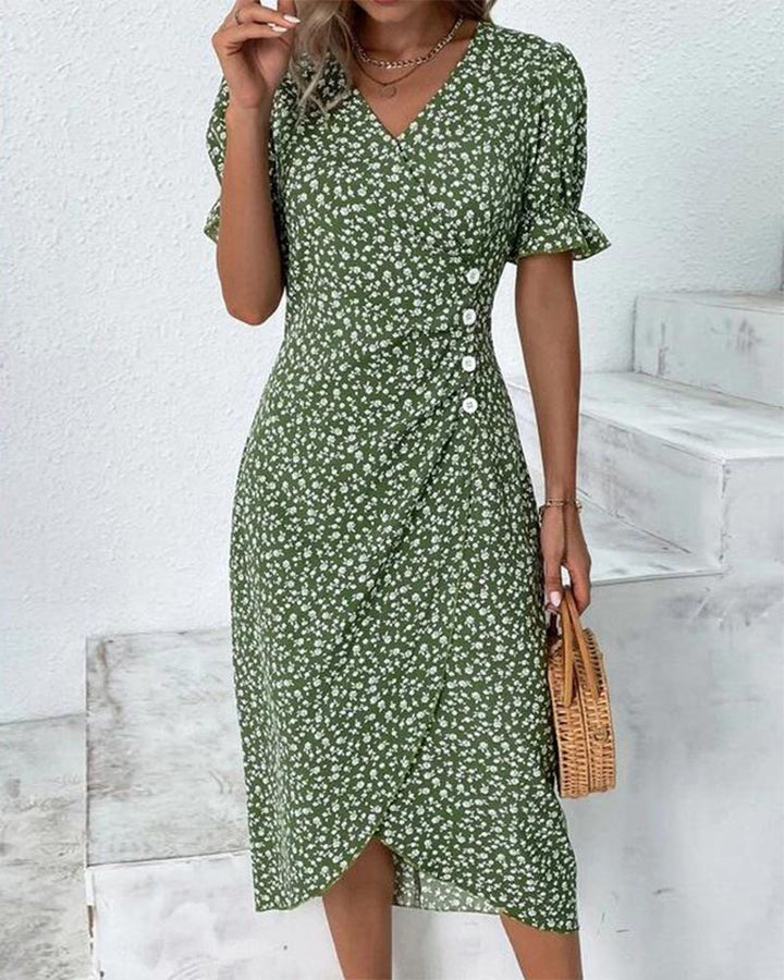 Saga | Floral V-Ausschnitt Kleid