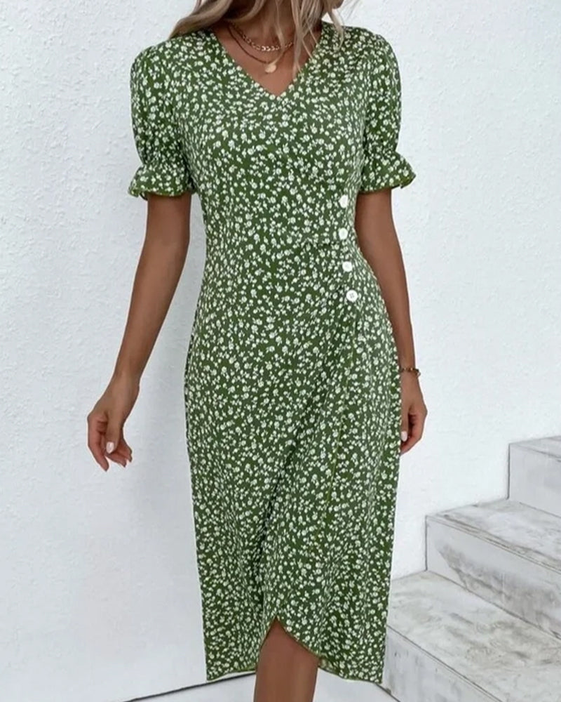 Saga | Floral V-Ausschnitt Kleid