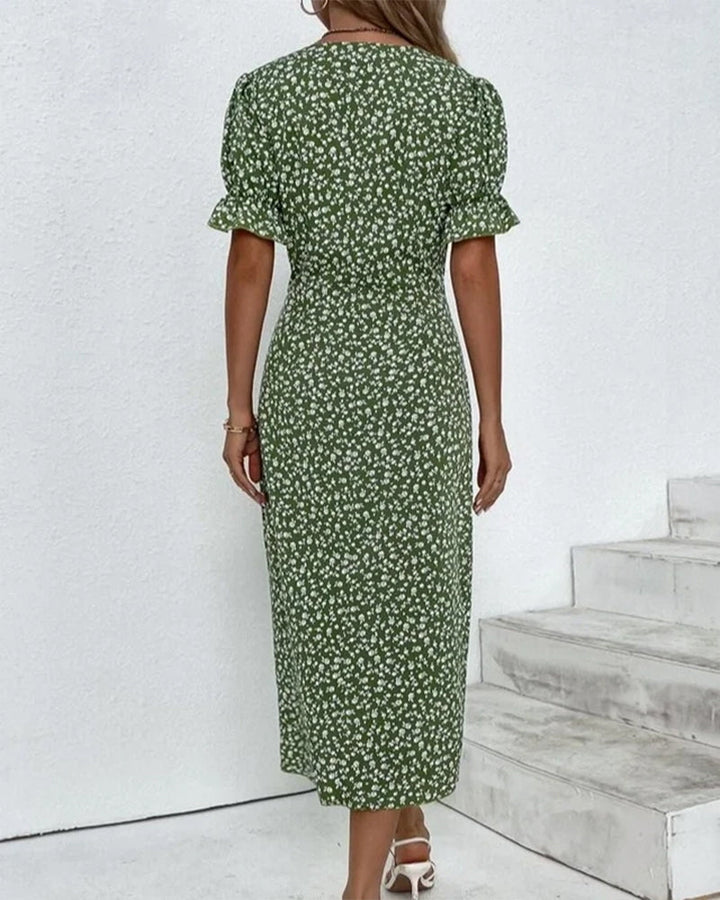 Saga | Floral V-Ausschnitt Kleid