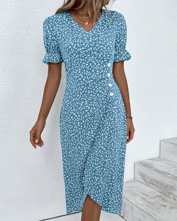 Saga | Floral V-Ausschnitt Kleid