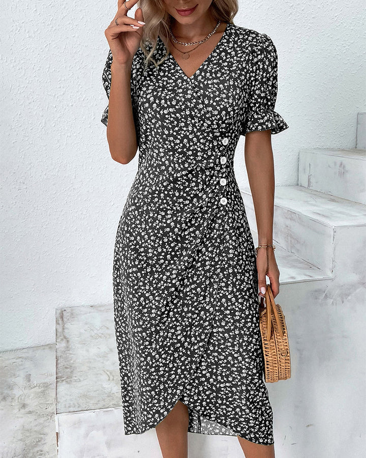 Saga | Floral V-Ausschnitt Kleid