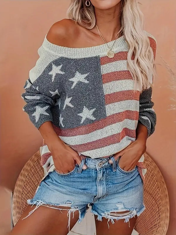 Aoey | Schickes Sweatshirt mit amerikanischer Flagge