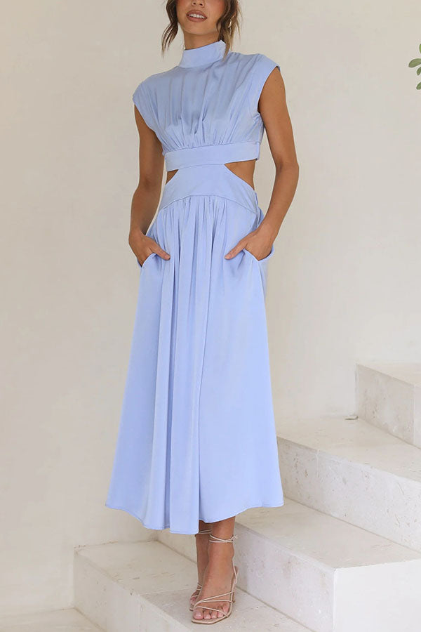 Zalma | Midi-Kleid mit Cut-Out und Taschen