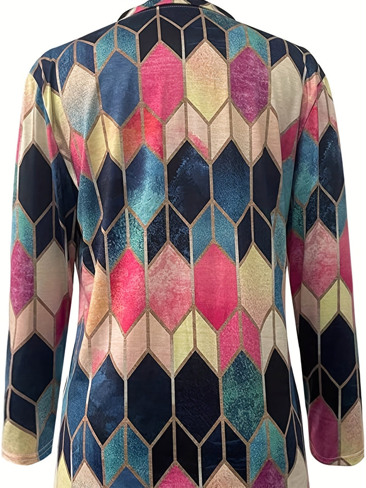 Brianna | Buntes geometrisches Shirt mit Reißverschluss
