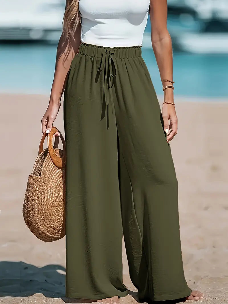 Ava | Atmungsaktive weite Hose mit Hoher Taille