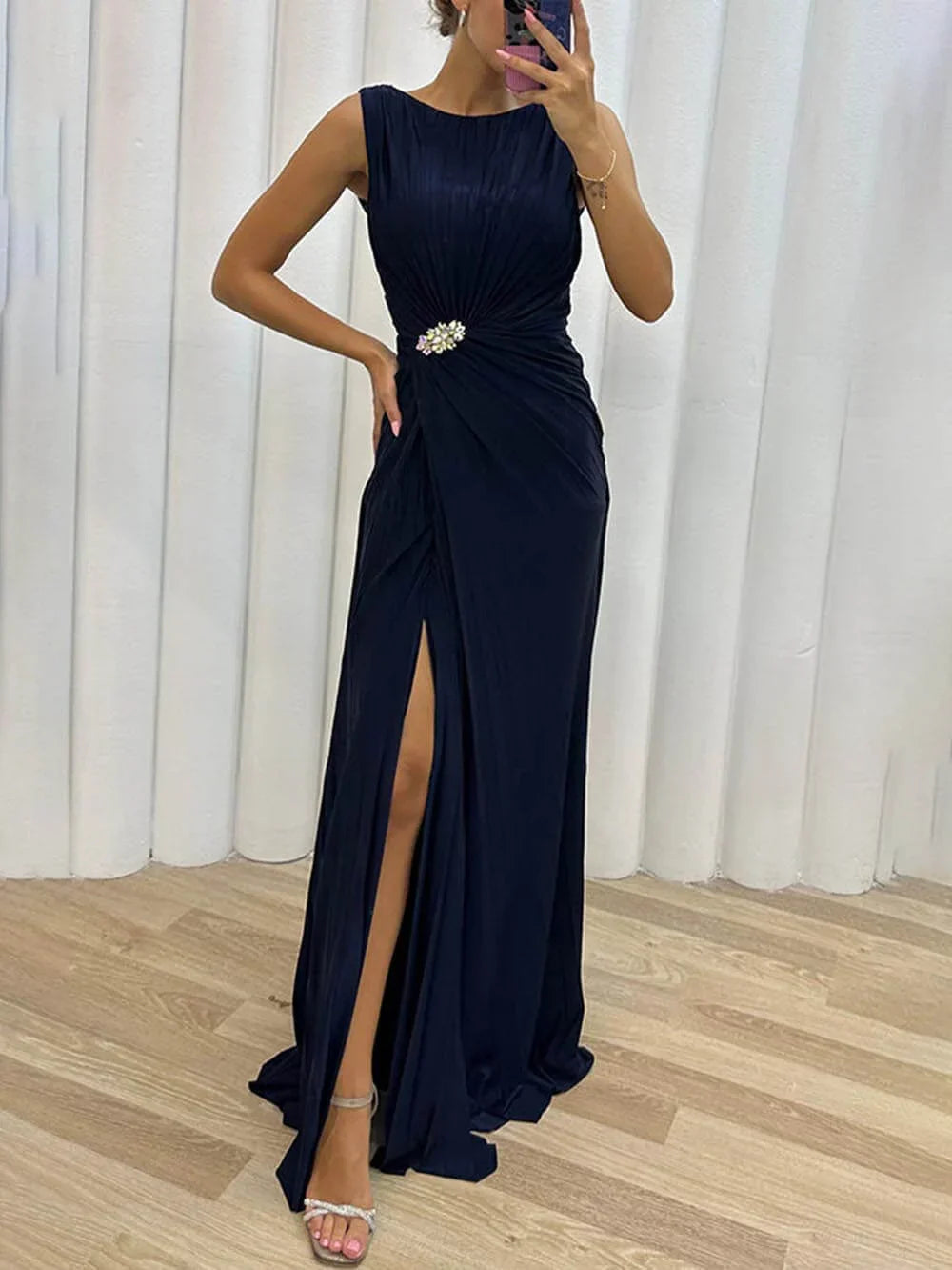 Sherie | Falten Maxi Abendkleid