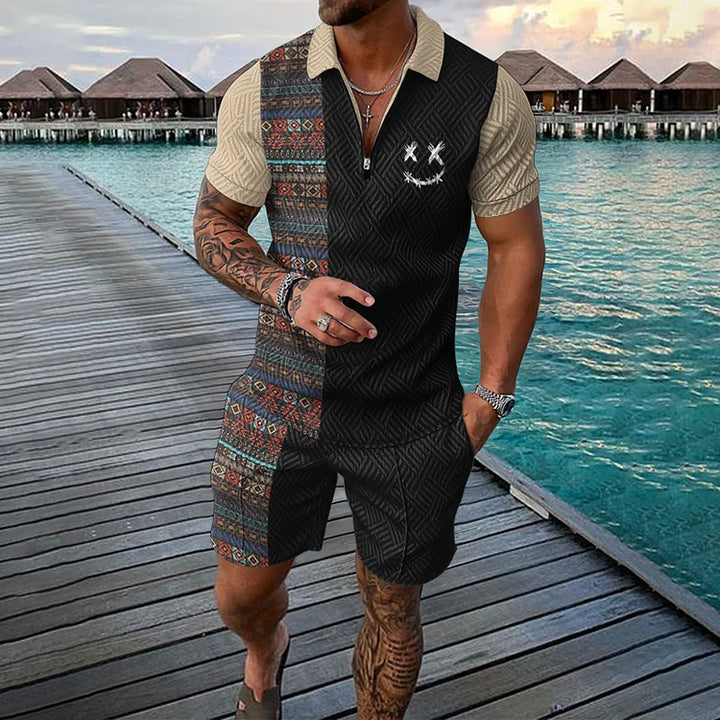 Derren | Zeitreisender Polohemd & Shorts Set