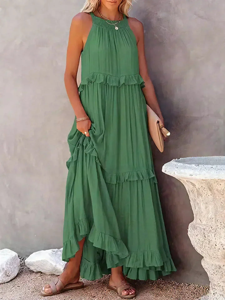 Valery | Halter Ruffle Maxi Kleid