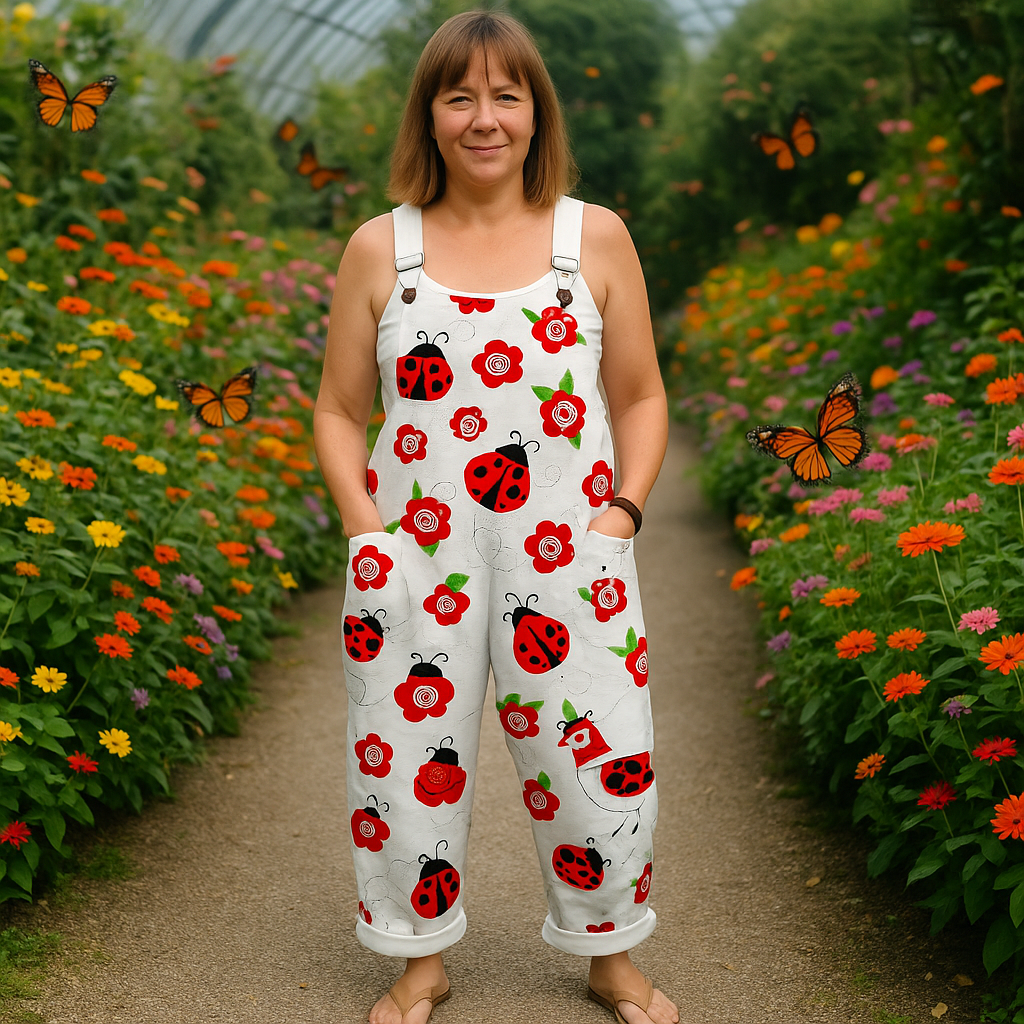 Dawn | Damen Vintage Blumen Jumpsuit - Bequemes Weitbein-Design