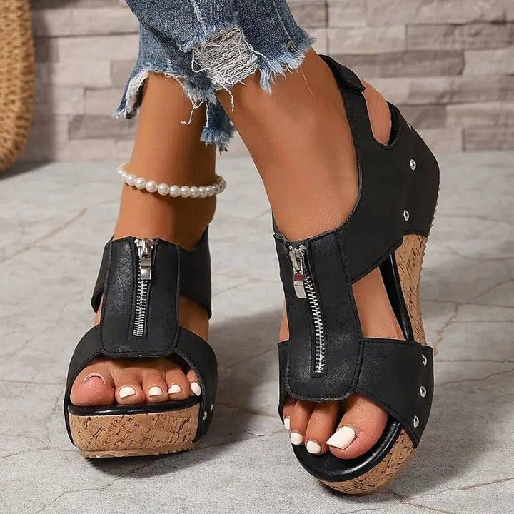 Davie | Stylische Retro Keilsandalen