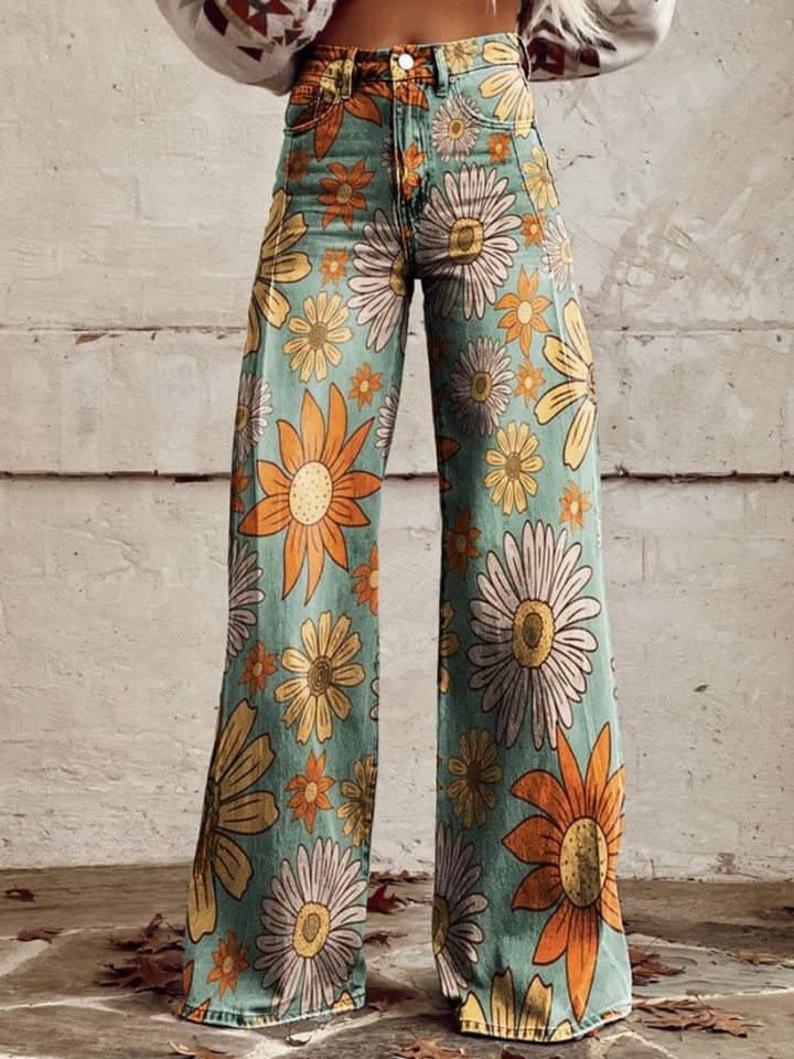Wenna | Weite Hose mit bunten Blumenmustern