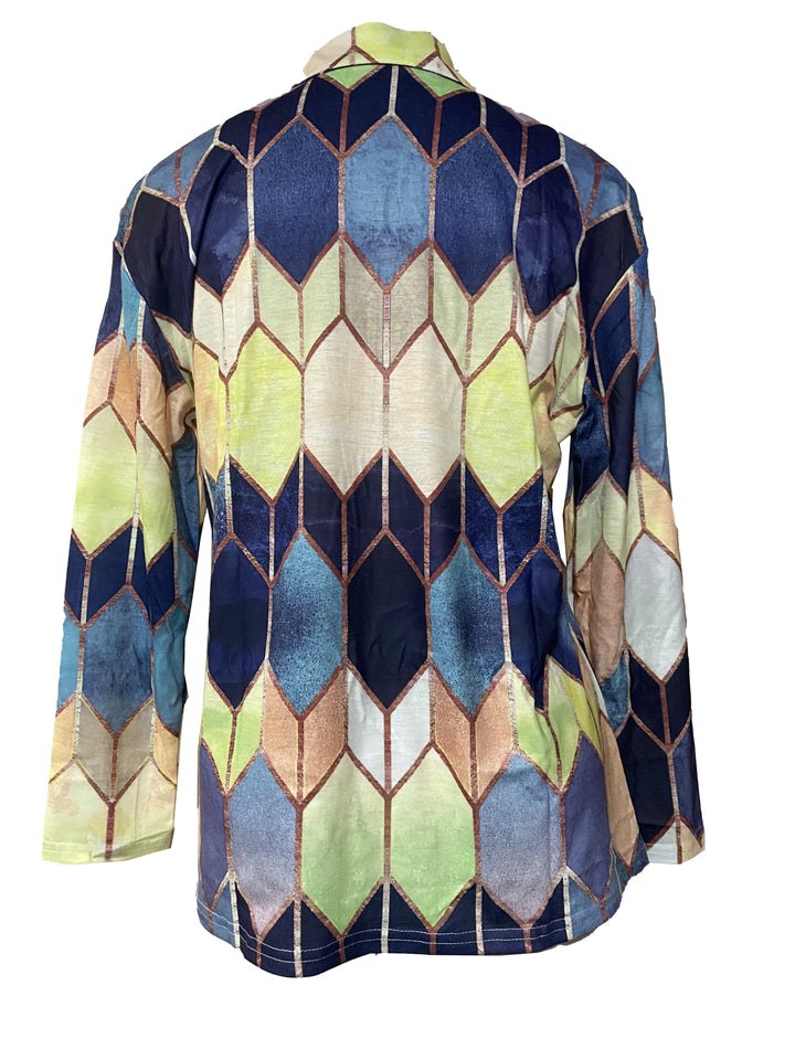 Brianna | Buntes geometrisches Shirt mit Reißverschluss