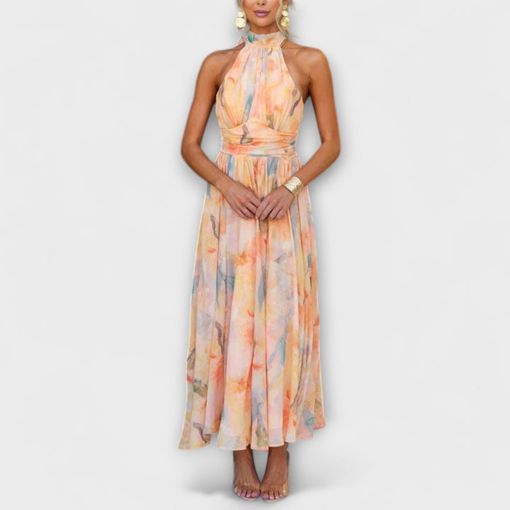 Nerra | Aquarell Halter Maxi Kleid