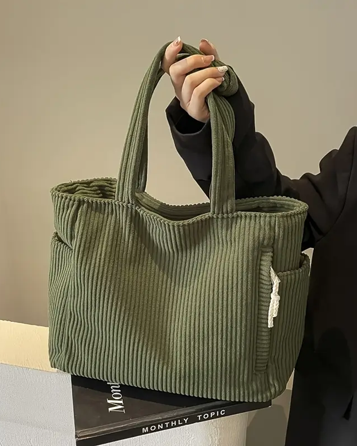 Sibylla | Gerippte Tote Bag mit Kordelzug-Detail