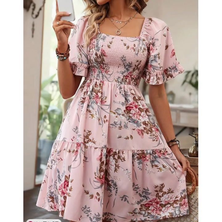 Groan | Vintage Floral Flounce Sleeve Sommerkleid