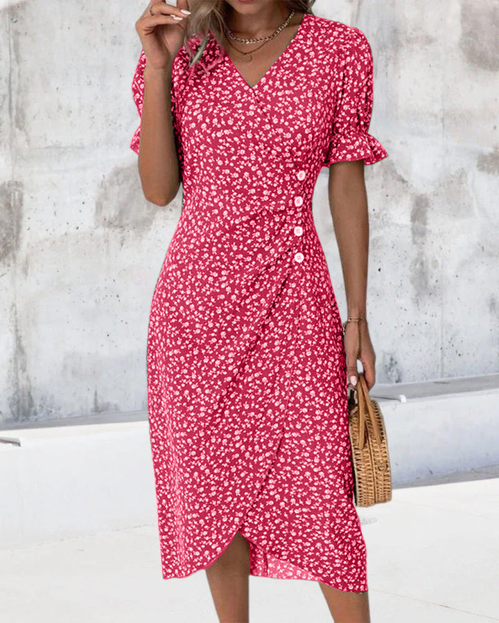 Saga | Floral V-Ausschnitt Kleid