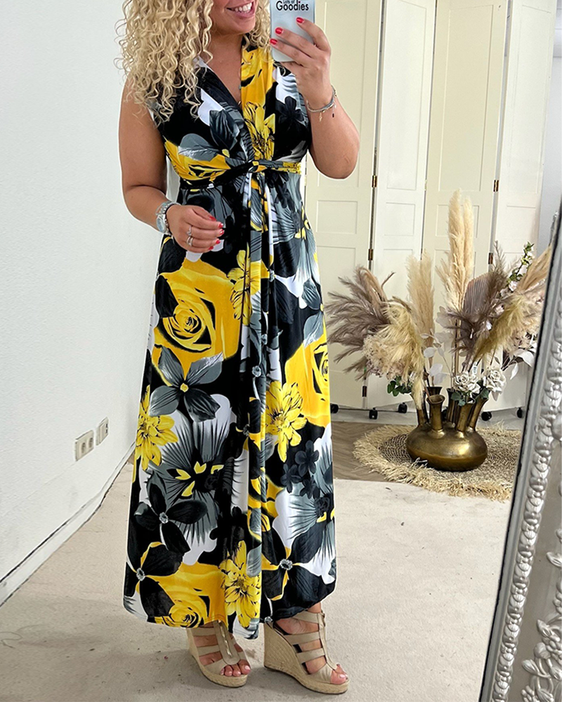 Ynna | Ärmelloses Kleid mit Blumenmuster