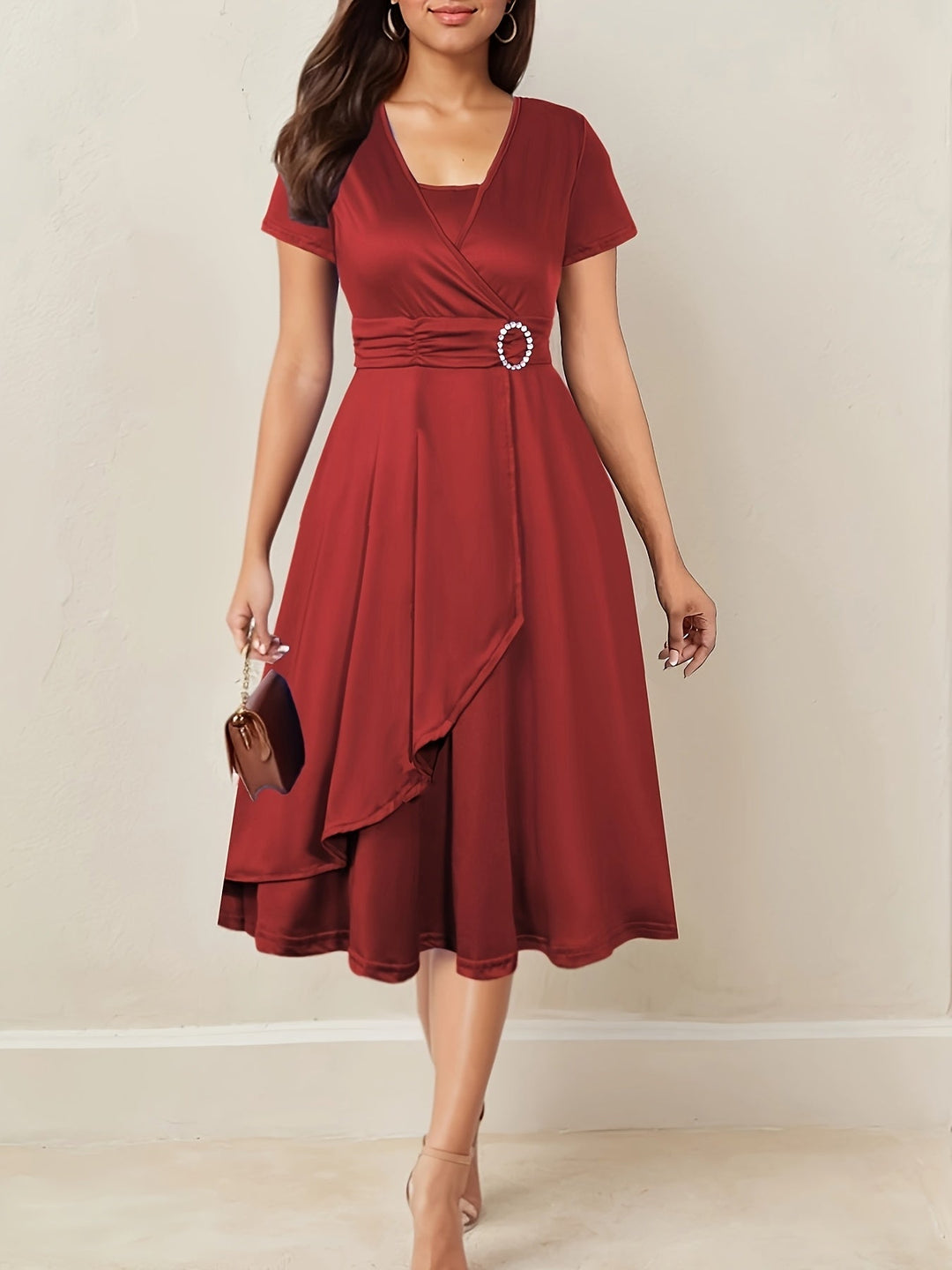 Jaxine | Elegantes Abendkleid mit Strass-V-Ausschnitt