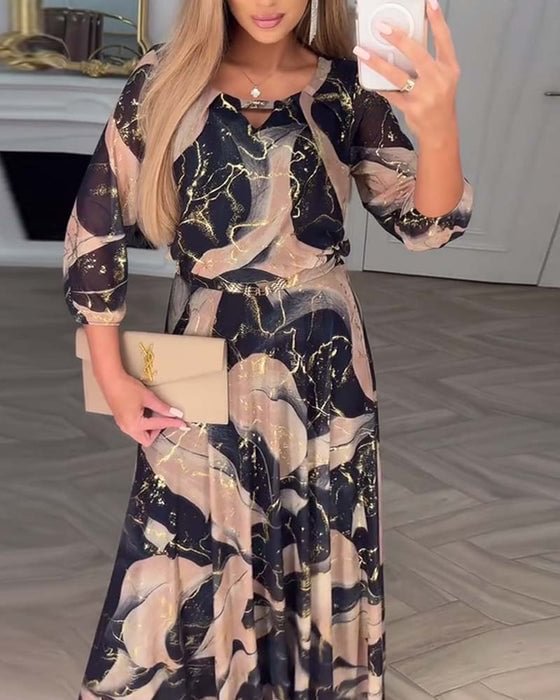 Erika | Elegantes Kleid mit Print und Dreiviertelärmeln