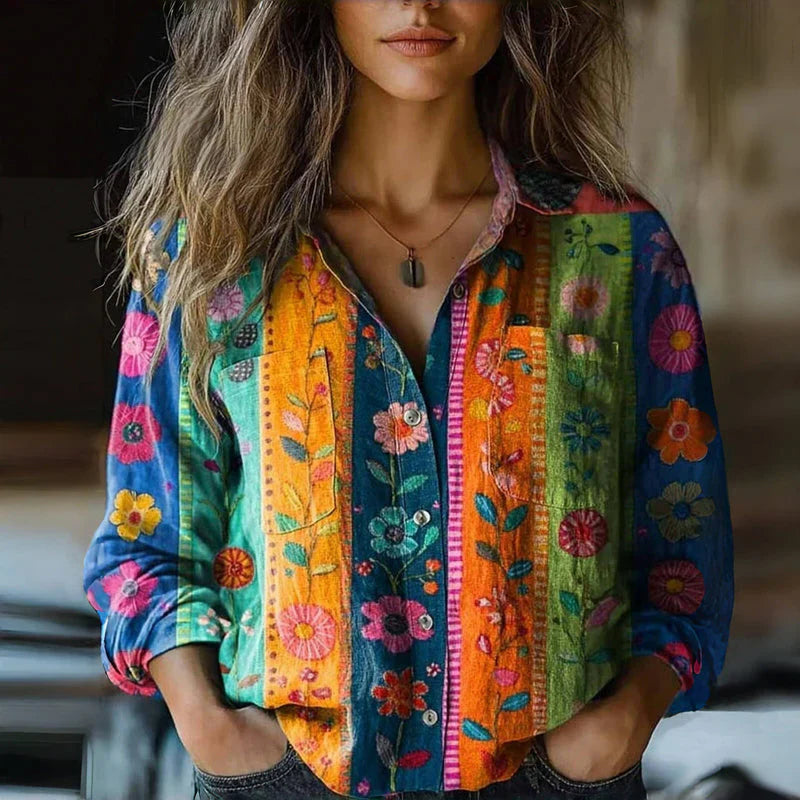 Makayla | Bedruckte Vintage-Bluse