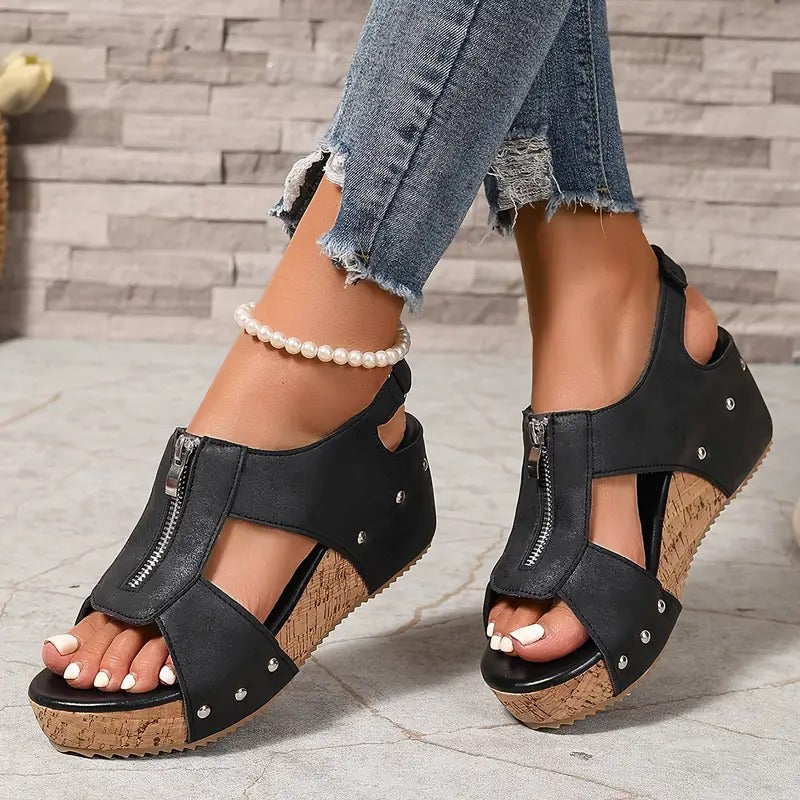 Davie | Stylische Retro Keilsandalen