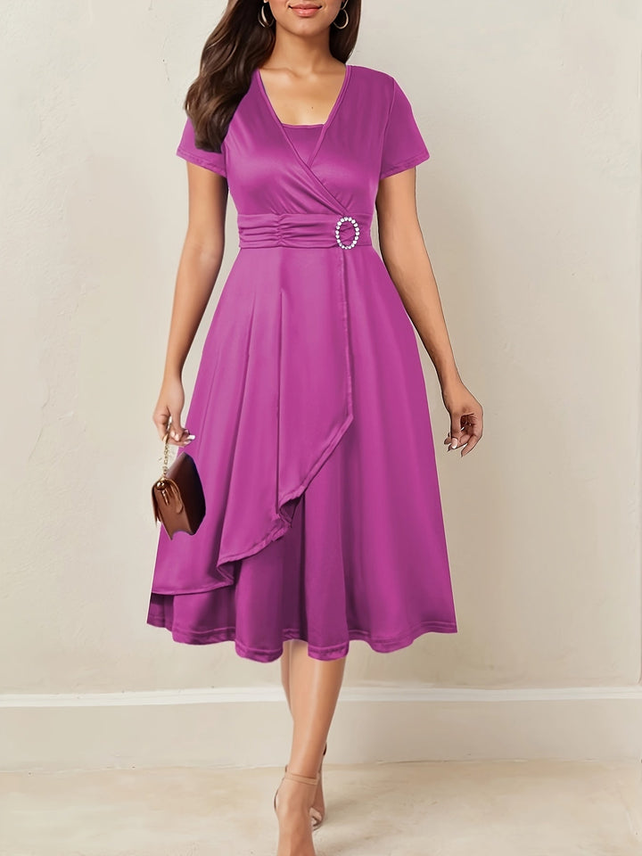 Jaxine | Elegantes Abendkleid mit Strass-V-Ausschnitt