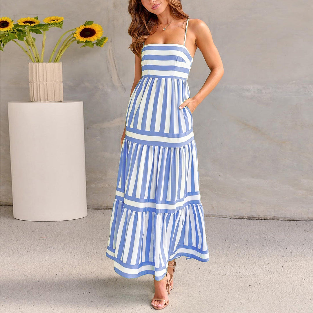 Marites | Gestreiftes Maxikleid mit Trägern