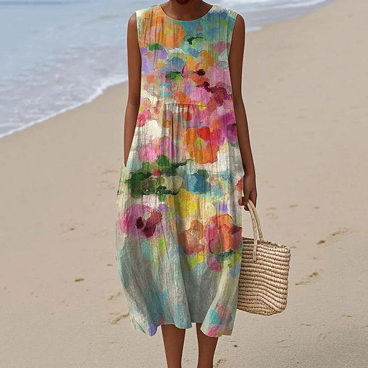 Letisha | Vintage Buntes Midi-Kleid