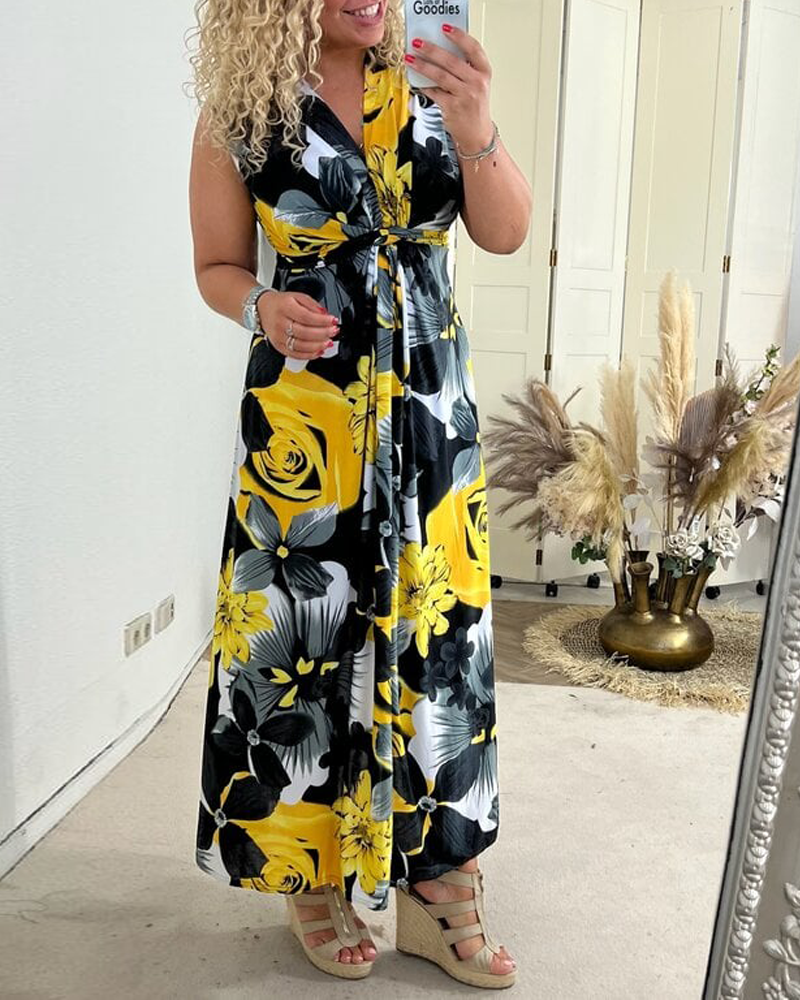 Ynna | Ärmelloses Kleid mit Blumenmuster