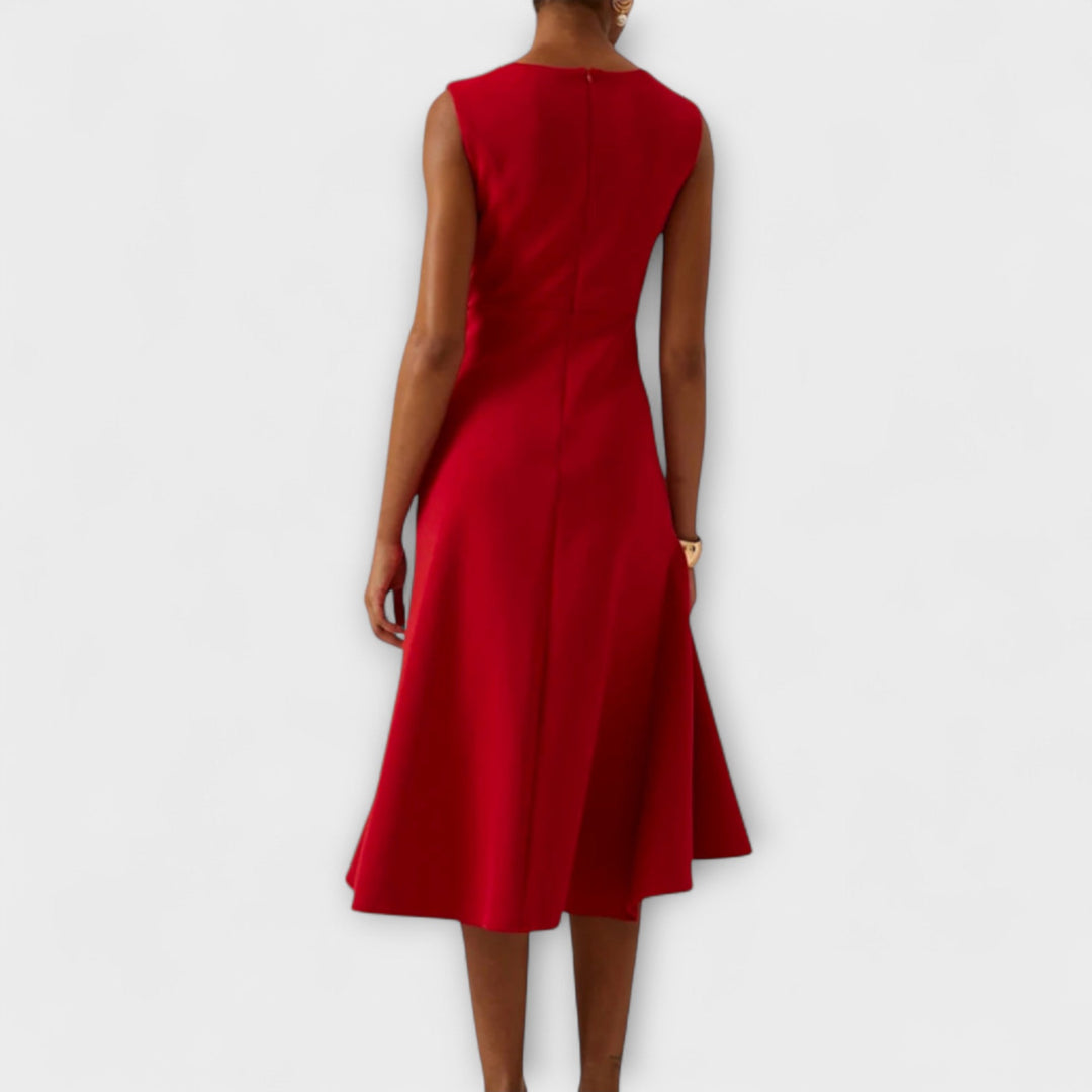 Jonesa | Elegantes Drapiertes Asymmetrisches Midi-Kleid
