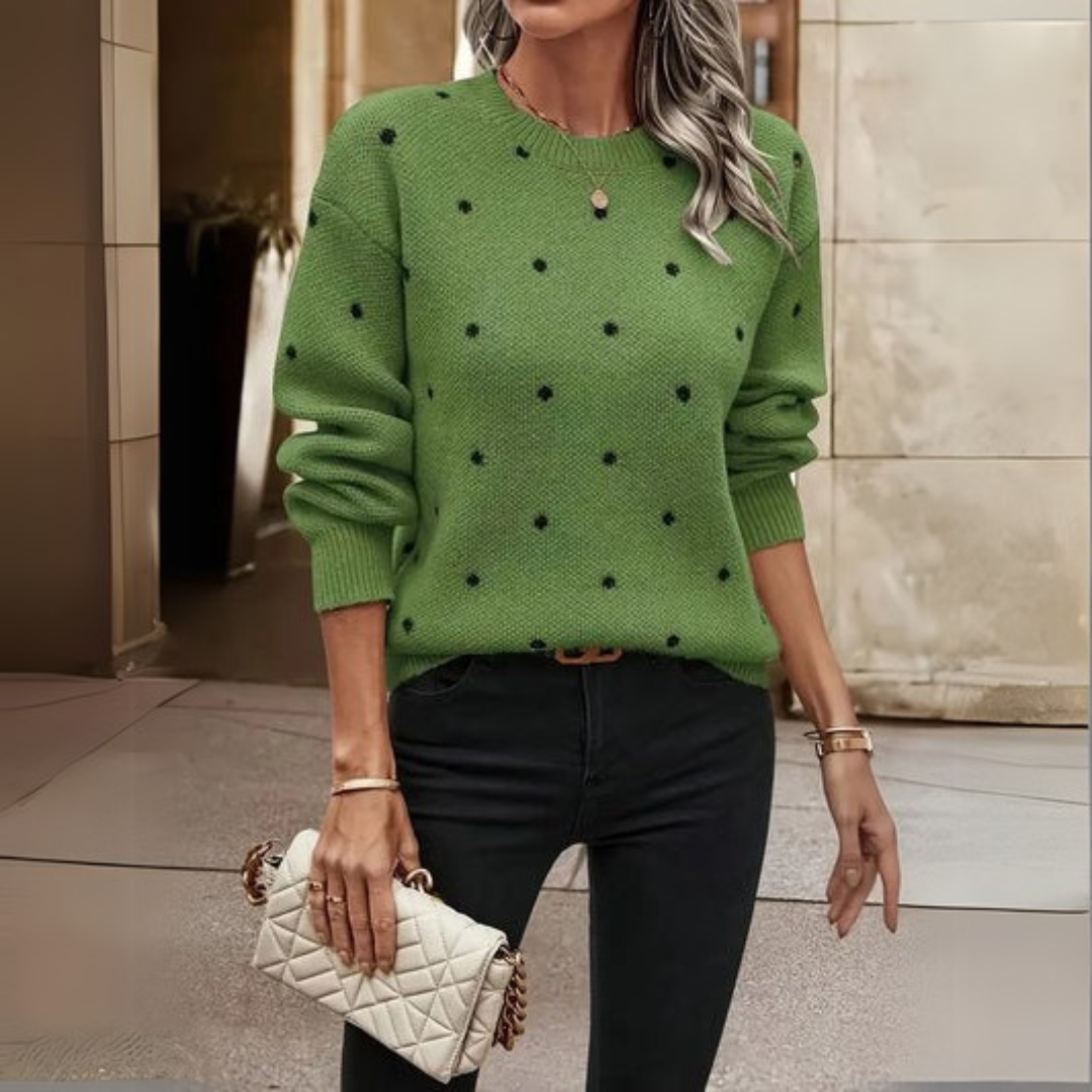 Ava – entspannter langärmeliger Strickpullover mit Punktmuster