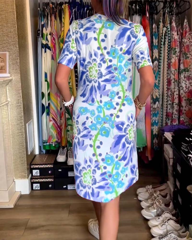 Sydney | Kurzarm-Blumenkleid