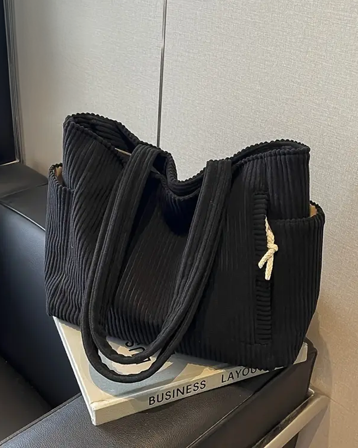 Sibylla | Gerippte Tote Bag mit Kordelzug-Detail