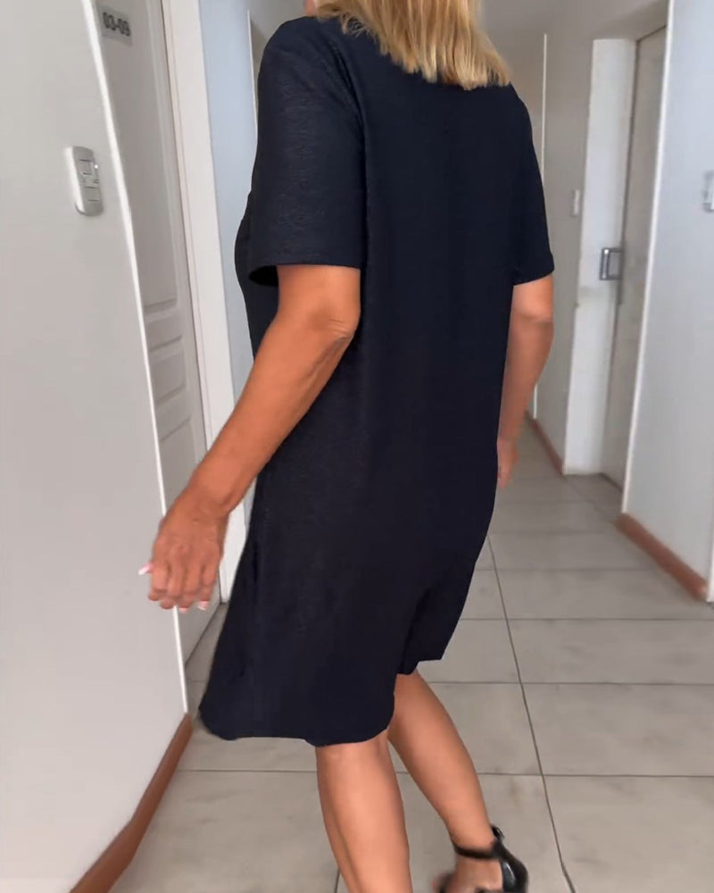 Lizha | Kleid mit kurzen Ärmeln und V-Ausschnitt