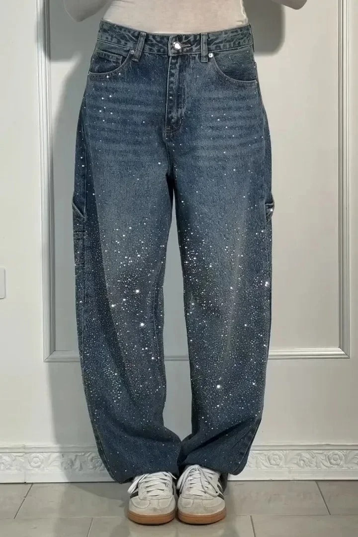 Violet | Hochtaillierte Hose mit weiten Beinen und Knopftaschen