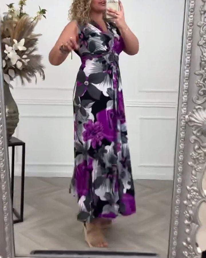 Ynna | Ärmelloses Kleid mit Blumenmuster