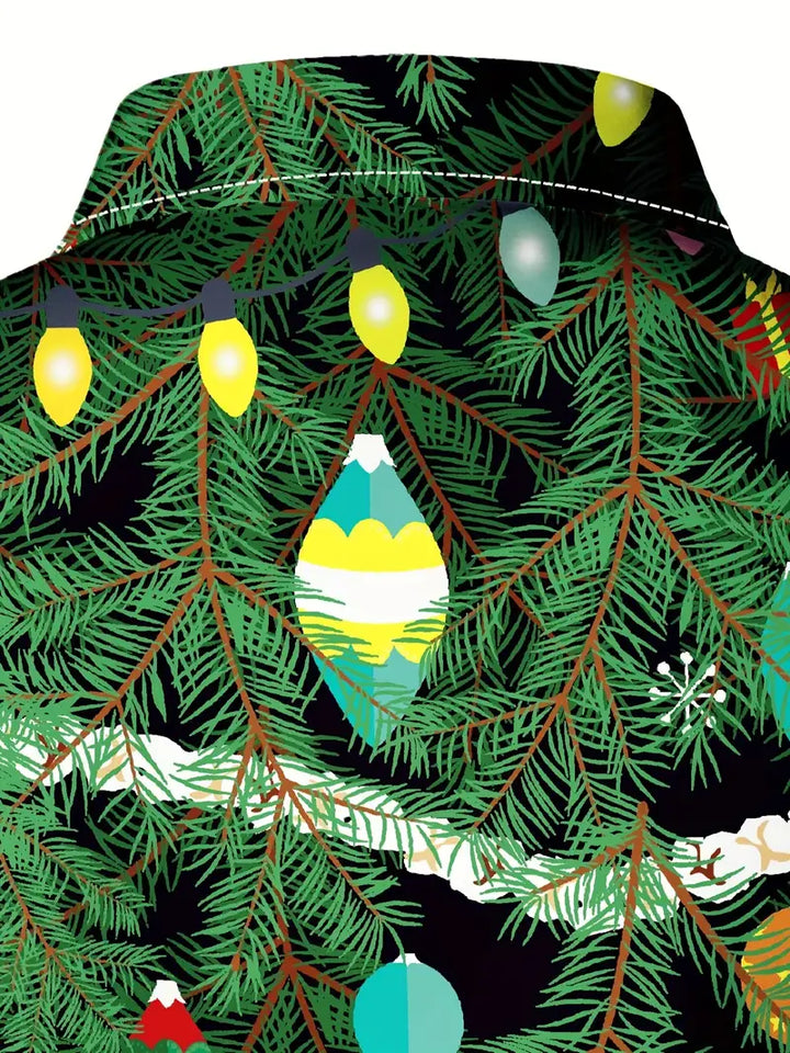 Lennard | Weihnachten – Langarm-Polohemd mit Baummotiv