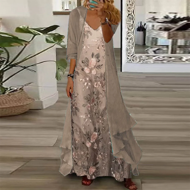 Grier | Zweiteiliges Blumen-Maxi-Kleid Set