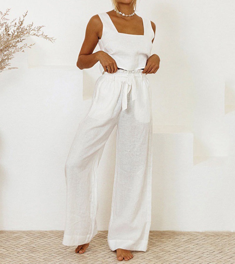 Penny | Set aus minimalistischem Oberteil und weit geschnittener Hose