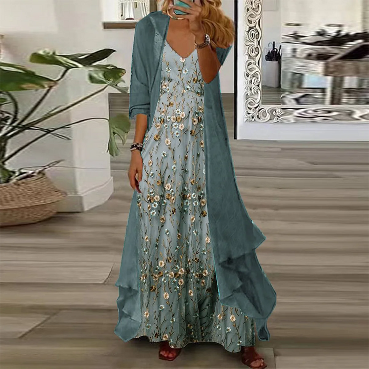 Grier | Zweiteiliges Blumen-Maxi-Kleid Set