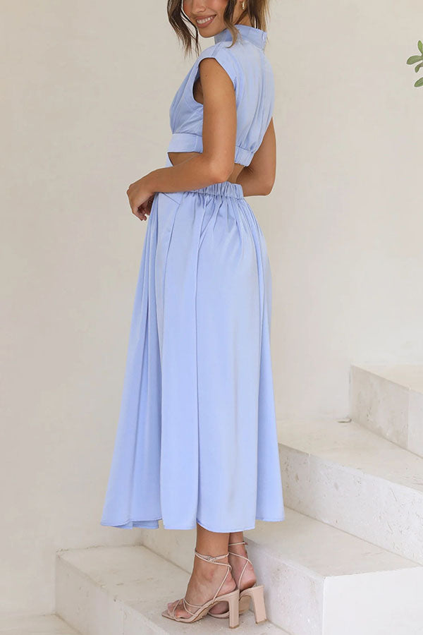 Zalma | Midi-Kleid mit Cut-Out und Taschen