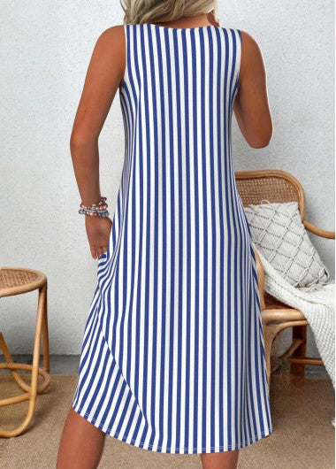 Edna | Ärmelloses gestreiftes Sommerkleid mit Bauchbedeckung