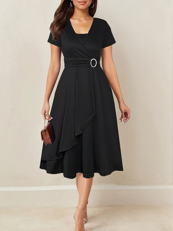 Jaxine | Elegantes Abendkleid mit Strass-V-Ausschnitt