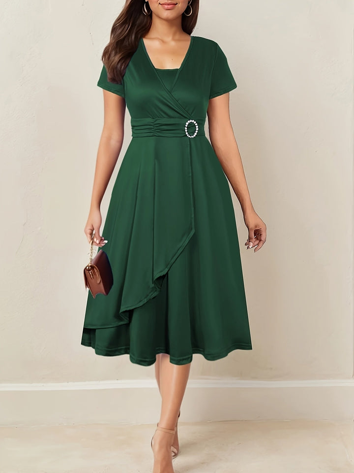 Jaxine | Elegantes Abendkleid mit Strass-V-Ausschnitt